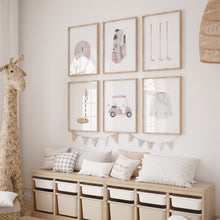 Load image into Gallery viewer, Pink watercolor golf set of 6 art print 07-27105