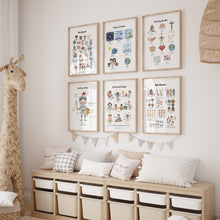 Load image into Gallery viewer, set of 6 Christian kids educational art prints 07-178