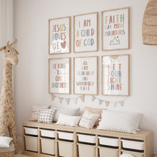 Load image into Gallery viewer, Watercolor boho pastel rainbow Christian kids bible verse art print 07-26413