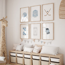 Load image into Gallery viewer, watercolor blue hockey art print (Choose your print) 07-306