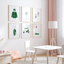Load image into Gallery viewer, Watercolor Green golf master theme set of 6 art print 07-33401