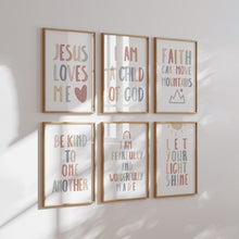 Load image into Gallery viewer, Watercolor boho pastel rainbow Christian kids bible verse art print 07-26413