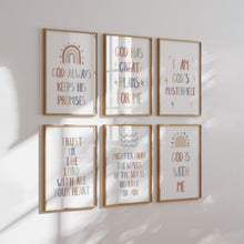 Load image into Gallery viewer, Watercolor boho pastel rainbow Christian kids bible verse art print 07-26602