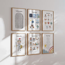 Load image into Gallery viewer, set of 6 Christian kids educational art prints 07-179