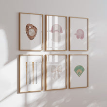 Load image into Gallery viewer, Watercolor pink baseball set of 6 art print 07-31401