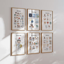 Load image into Gallery viewer, set of 6 Christian kids educational art prints 07-178