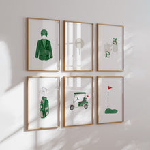 Load image into Gallery viewer, Watercolor Green golf master theme set of 6 art print 07-33401