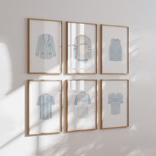Load image into Gallery viewer, Watercolor blue sports jersey set of 6 art print 07-332