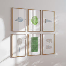 Load image into Gallery viewer, blue watercolor tennis set of 6 wall art prints 07-27705