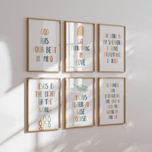 Load image into Gallery viewer, set of 6 boho Christian kids bible verse art prints 07-20102