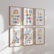 Load image into Gallery viewer, Watercolor colorful rainbow Christian kids bible verse art print 07-26601