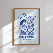 Load image into Gallery viewer, Blue retro cowgirl bible verse wall art print (Choose your print) 02-321