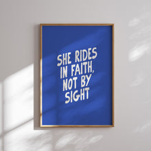Load image into Gallery viewer, Blue retro cowgirl bible verse wall art print (Choose your print) 02-321