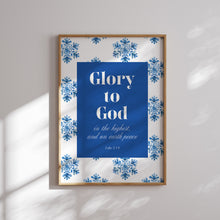 Load image into Gallery viewer, Blue Christian Christmas Wall Art Print (Choose your print) 13-224