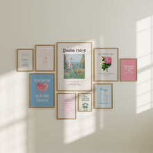 Load image into Gallery viewer, Girly pink blue aesthetic Christian bible verse wall art print