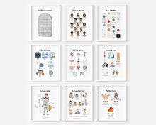 Load image into Gallery viewer, set of 9 Christian kids educational art print 07-237