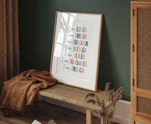 Load image into Gallery viewer, Boho Christian kids affirmation I an loved art print 07-200