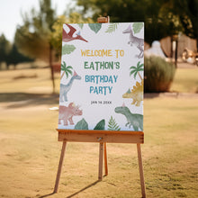 Load image into Gallery viewer, 0323 Editable Dinosaur Birthday Welcome Sign - Dino Jungle Party Decor - Digital Download