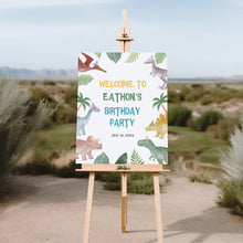 Load image into Gallery viewer, 0323 Editable Dinosaur Birthday Welcome Sign - Dino Jungle Party Decor - Digital Download