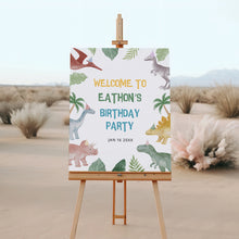 Load image into Gallery viewer, 0323 Editable Dinosaur Birthday Welcome Sign - Dino Jungle Party Decor - Digital Download