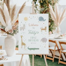 Load image into Gallery viewer, 0306 boho animal birthday welcome sign

