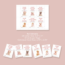 Load image into Gallery viewer, Printable Pink Coquette Dog Valentine's Day Cards, Kids Classroom Valentine's Gift Exchange, DIGITAL DOWNLOAD

