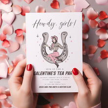 Load image into Gallery viewer, 08012 Galentines Cowgirl Western Pink Girls Tea Party Editable Template, Digital Download
