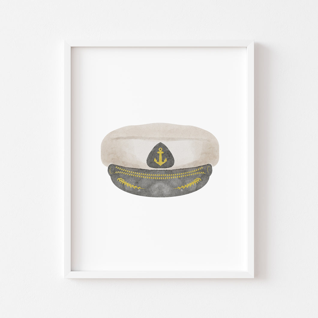 Watercolor Marine Corps Officer Hat Art Print 07-256