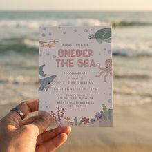 Load image into Gallery viewer, Pink Oneder the Sea Birthday Invitation Editable Pink Summer Pool Party 1st Birthday Invite 0339
