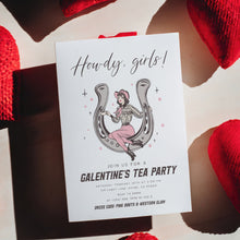 Load image into Gallery viewer, 08012 Galentines Cowgirl Western Pink Girls Tea Party Editable Template, Digital Download

