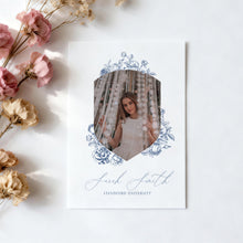 Load image into Gallery viewer, Blue Toile Graduation Invitation Photo Announcement Floral Minimal Party Invite Template 0808
