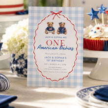 Load image into Gallery viewer, All American Twin 1st Birthday Invitation, 4th of July Patriotic Summer Party Template 0341
