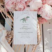 Load image into Gallery viewer, 0323 Pink tutu t-rex birthday invitation, girls&#39; birthday party, editable template, digital download
