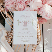 Load image into Gallery viewer, Editable Pink Baby Girl Dress Shower Invitation, Digital Download, Editable template 2031

