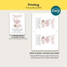 Load image into Gallery viewer, 0314 pink batter up birthday invitation template
