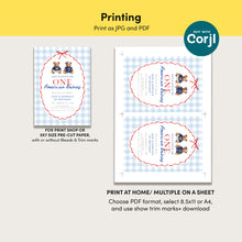 Load image into Gallery viewer, All American Twin 1st Birthday Invitation, 4th of July Patriotic Summer Party Template 0341

