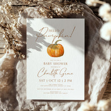Load image into Gallery viewer, 2019 hello pumpkin baby shower invitation template
