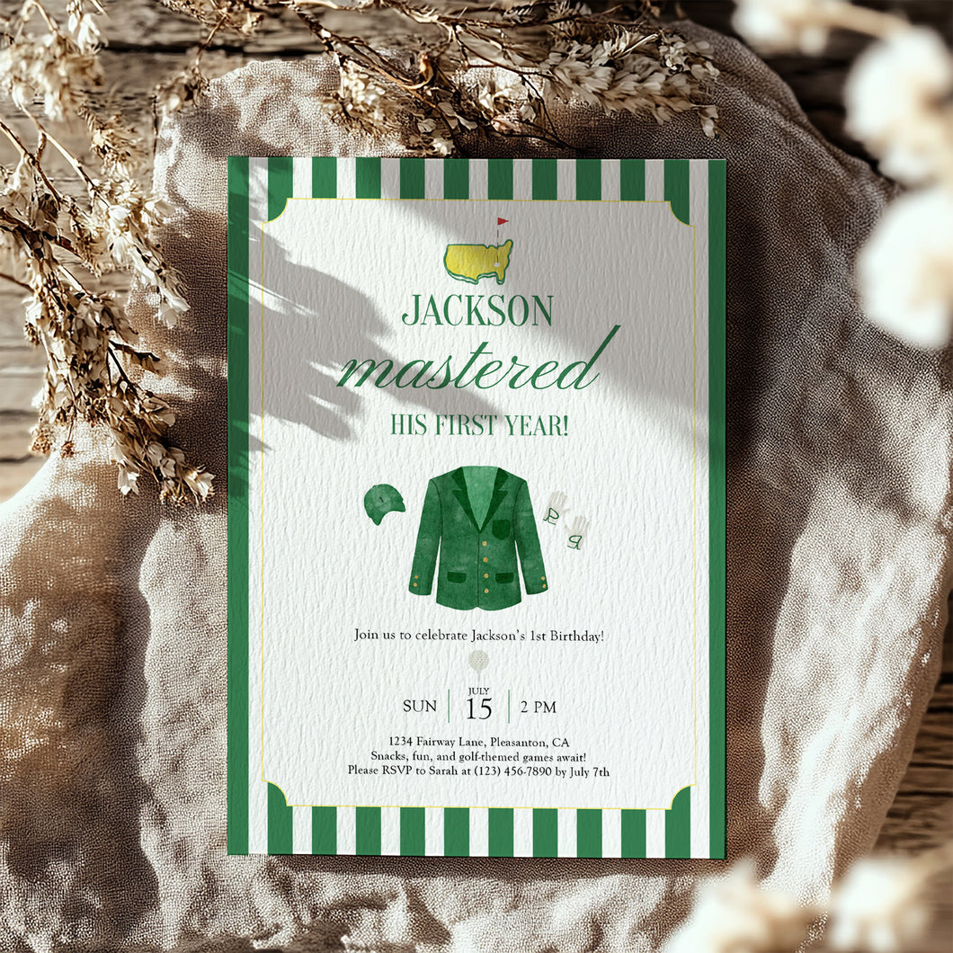 0311 green golf masters birthday invitation1