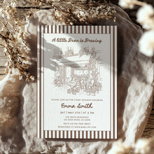Load image into Gallery viewer, Baby Is Brewing Baby Shower Invitation, Brown Cafe Theme Editable Template 2044
