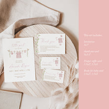 Load image into Gallery viewer, Pink Baby Shower Girl Invitation Bundle | Watercolor Minimal Design | Thank You Cards &amp; Baby Raffle 2031
