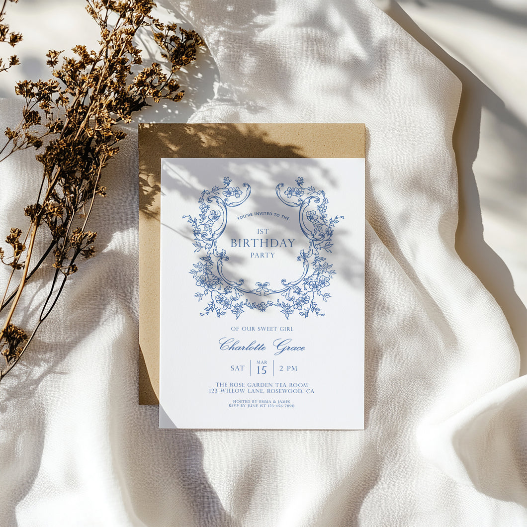 0310 toile de jouy birthday invitation 2