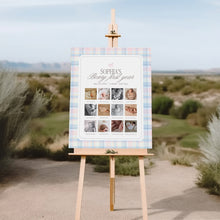 Load image into Gallery viewer, Bearly First Birthday Twins Milestone Board, Pink &amp; Blue Plaid 12 Monthly Photos, Digital Download 0327
