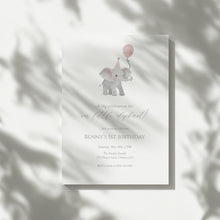 Load image into Gallery viewer, Pink Elephant Girl 1st Birthday Invite, Editable Digital Download Template 0324
