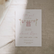 Load image into Gallery viewer, Editable Pink Baby Girl Dress Shower Invitation, Digital Download, Editable template 2031
