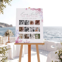 Load image into Gallery viewer, 0319 Pink Snowflakes Winter Onederland Milestone Sign Template - Editable 12-Month Growth Chart Digital Download
