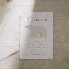 Load image into Gallery viewer, 2029 Winter Polar Bear Baby Shower Invitation: Neutral Holiday Template (Instant Download)
