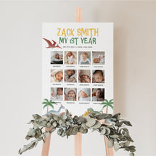 Load image into Gallery viewer, 0323 Editable Dinosaur Birthday Photo Milestone Board | Printable Party Sign &amp; Decor | Digital Download
