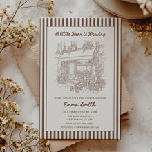 Load image into Gallery viewer, Baby Is Brewing Baby Shower Invitation, Brown Cafe Theme Editable Template 2044
