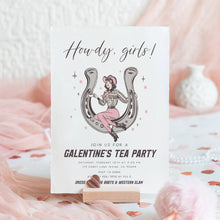 Load image into Gallery viewer, 08012 Galentines Cowgirl Western Pink Girls Tea Party Editable Template, Digital Download
