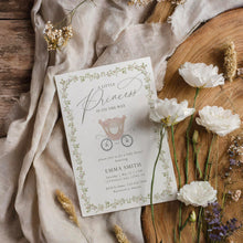 Load image into Gallery viewer, Little Princess Baby Shower Invitation Pink Carriage Floral Invite Editable Corjl 2042
